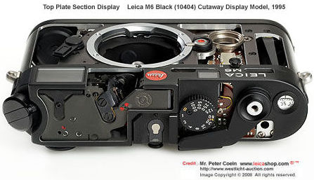 Leica M6 Black (10404) Cutaway Display model, 1995  top plate section