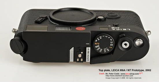Top plate of an auto exposure control LEICA M6A / M7 Prototype model, 2002 auctioned by Leicashop