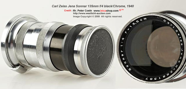 Carl Zeiss JENA Sonnar 1:4 f=13.5cm (135mm f/4.0) medium telephoto lens with Folder Finder Zeiss IKON 433/26