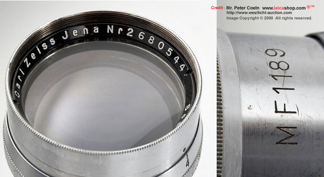 Carl Zeiss Jena Sonnar 4/13.5cm;for Contax, engraved 