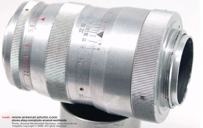 An old, all chrome version of E.Leitz New York Anastigmat 1:4.5 f=90mm telephoto lens
