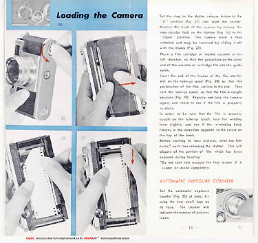Instruction Manual Nikon S2, Page 15/16 loading film and counter reset