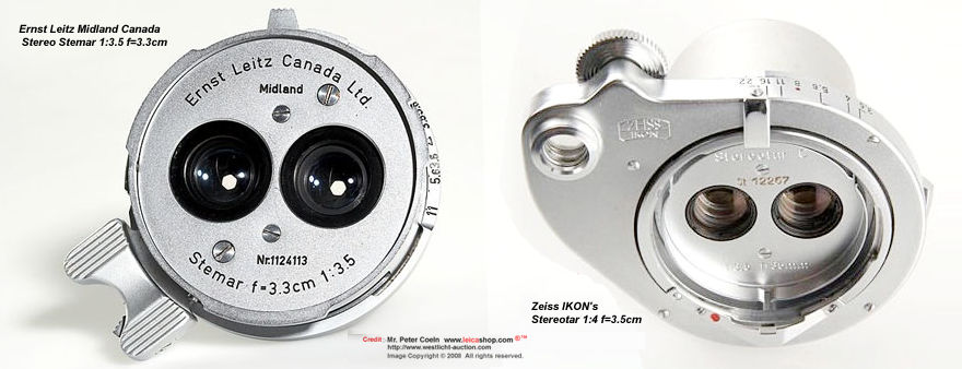 Zeiss IKON's Stereotar.C 1:3.5 f=35mm | Leitz's Elmar 3.5/3.5cm / Stemar 3.5/3.3mm Stereo LINK 